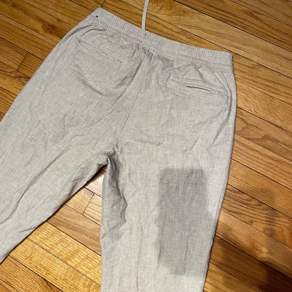 Linen Skinny jogger Trousers Drawstring minimalist chinos coastal cottage casual - Picture 7 of 8